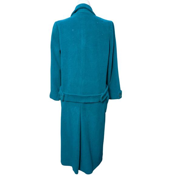Vintage Teal 100% Wool Coat - Size 6 Petite, Crystal Detail - Picture 2 of 13